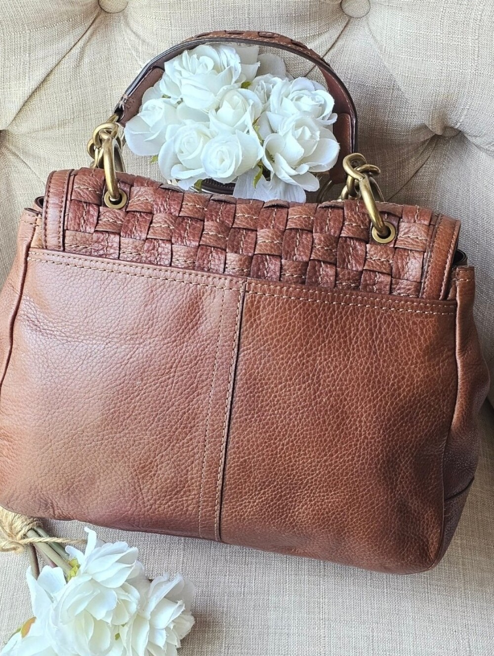 Coach Legacy Bleeker Woven Leather Sachel Handbag ( Brown ) # 12364 - Picture 13 of 15